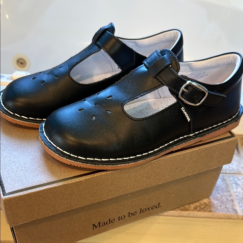 L'Amour Black Kids T-Strap Shoes